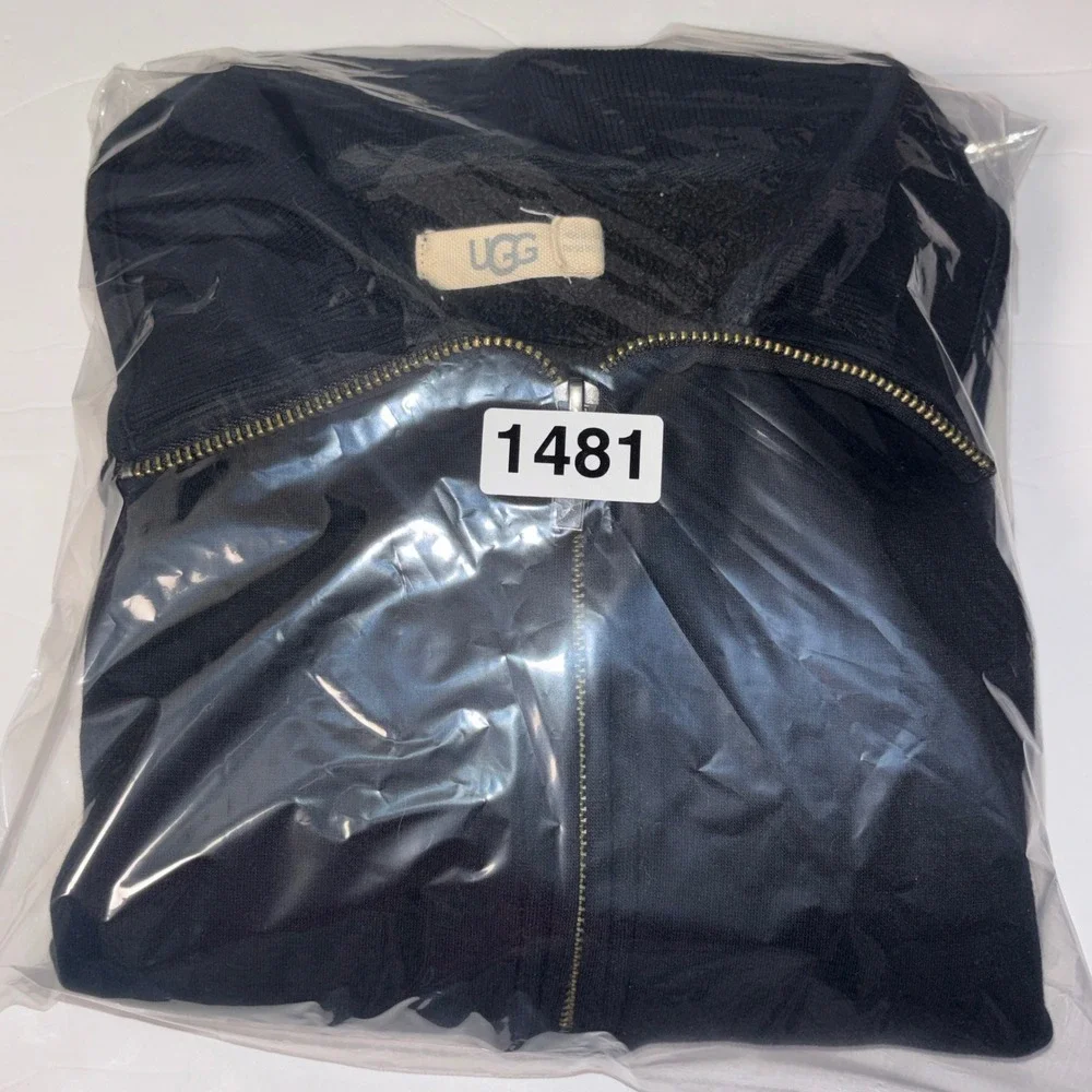 UGG Gordon Quarter-Zip Pullover Sweatshirt Mens XL Black Fleece Lined Casual.